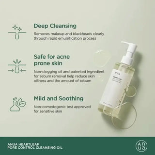 Anua Heartleaf Pore Control Cleansing Oil – 200ml (Makeup Remover & Blackhead Care) BeautyBloom Hub